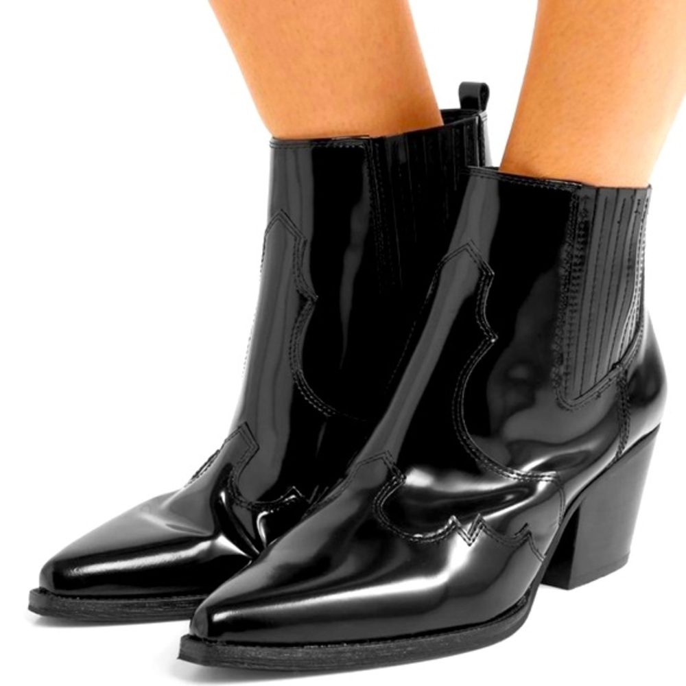Winona Patent Leather Western Ankle Boots